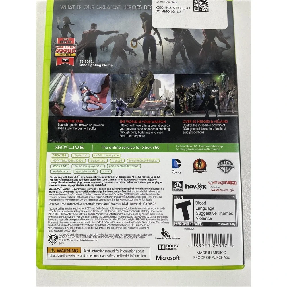 Injustice: Gods Among Us (Microsoft Xbox 360, 2013) Tested